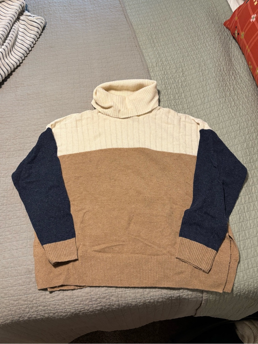 Madewell Hickory Turtleneck Colorblock Sweater
